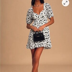 Floral Black and White Dress